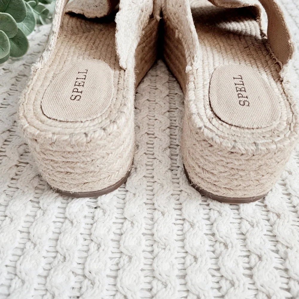Spell Sun Chaser Crochet Espadrilles Platform Sandals Bisque 40 9 9.5 NEW RARE